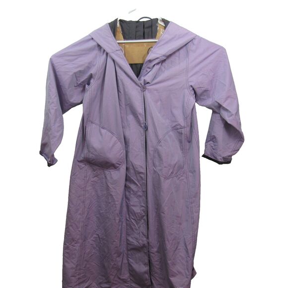 Vintage Jackets & Blazers - Cindy Bai Full Length Long Hooded reversible jacket  VINTAGE SM  Purple/ Grey